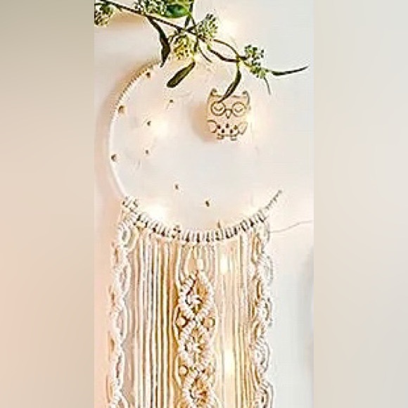 Boho, Handmade, macramé 🌙 /🦉or ⭐️ dream catcher with ✨mini fairy lights✨ incl. - Picture 8 of 8
